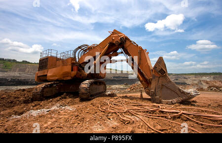 Anschluss - geben Sie "loader Bagger Maschine Erdbewegung Stockfoto