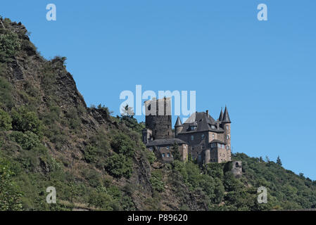 Die Maus Burg im Mittelrheintal in der Nähe von Sankt Goarshausen, Deutschland. Stockfoto