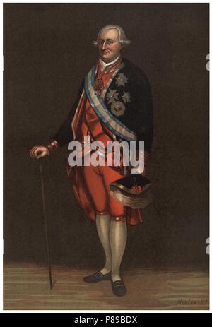 Carlos IV. de Borbón (1748-1819), rey de España. Grabado de 1896. Stockfoto