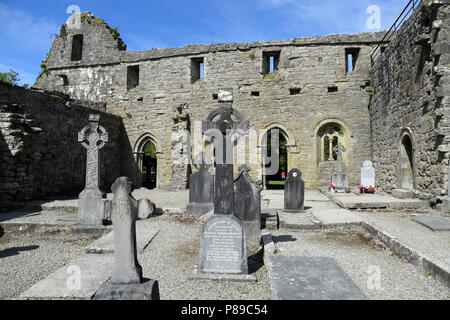 Cong Abbey ist ein historischer Ort in Cong gelegen, an der Grenze der Grafschaften Galway und Mayo, in der irischen Provinz Connacht. Die Ruinen der ehemaligen Stockfoto