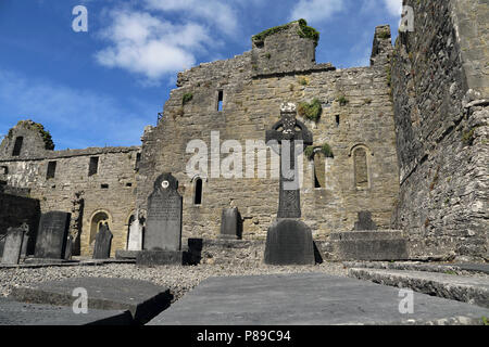 Cong Abbey ist ein historischer Ort in Cong gelegen, an der Grenze der Grafschaften Galway und Mayo, in der irischen Provinz Connacht. Die Ruinen der ehemaligen Stockfoto