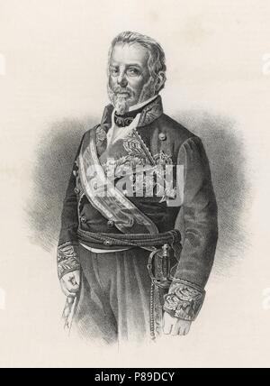 Evaristo Fernández de San Miguel Valledor (1785-1862), Edel, Militar, Político e historiador Español. Grabado de 1880. Stockfoto