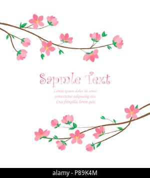 Vektor Dekoration Zweige mit Blumen, spring blossom Sakura Stock Vektor