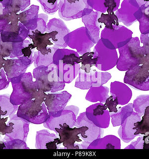Aquarell nahtlose Muster mit lila Mohn Stockfoto
