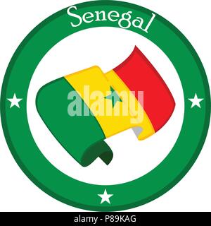 Flagge Senegal auf einem Etikett Stock Vektor