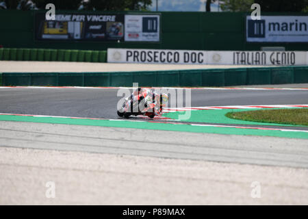 Misano Adriatico, Italien. 08 Juli, 2018. 7 Chaz Davies GBR Ducati Panigale R Aruba.it Racing Ducati während der MOTUL FIM Superbike Meisterschaft - Italienisch runden Sonntag Rennen während der World Superbikes-Stromkreis PIRELLI Riviera di Rimini rund, 6. - 8. Juli 2018 in Misano, Italien. Quelle: Fabio Averna/Pacific Press/Alamy leben Nachrichten Stockfoto