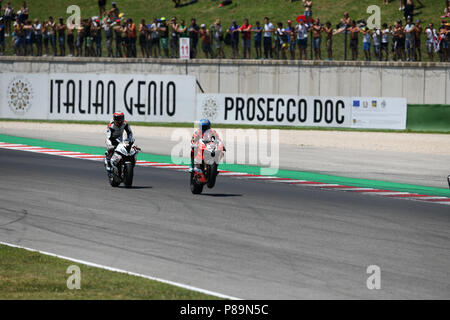 Misano Adriatico, Italien. 08 Juli, 2018. 33 Marco Melandri ITA Ducati Panigale R Aruba.it Racing Ducati während der MOTUL FIM Superbike Meisterschaft - Italienisch runden Sonntag Rennen während der World Superbikes-Stromkreis PIRELLI Riviera di Rimini rund, 6. - 8. Juli 2018 in Misano, Italien. Quelle: Fabio Averna/Pacific Press/Alamy leben Nachrichten Stockfoto