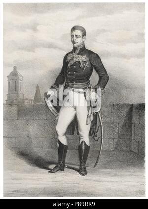 Mariano Álvarez de Castro (1749-1810), militar Español, gobernador Militar durante El Sitio de Girona por las tropas francesas Durante la Guerra de la Independencia. Grabado de 1880. Stockfoto