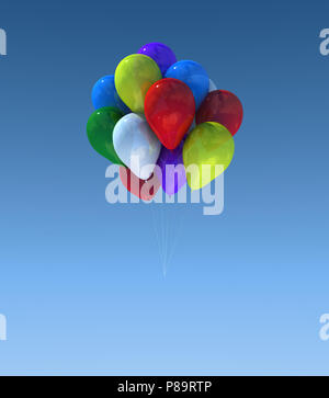 Luftballons in den Himmel im 3D-Grafiken Zeichen beschreibbar. Stockfoto