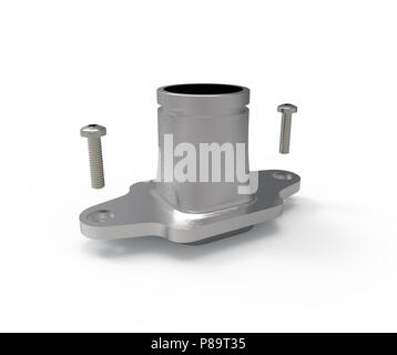 Aluminium Krümmer mechanische Teile mit Schrauben (3d-Grafik). Stockfoto