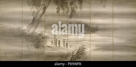 Flusslandschaft mit Glühwürmchen. Museum: Nelson-Atkins Museum of Art, Kansas City, Missouri. Stockfoto