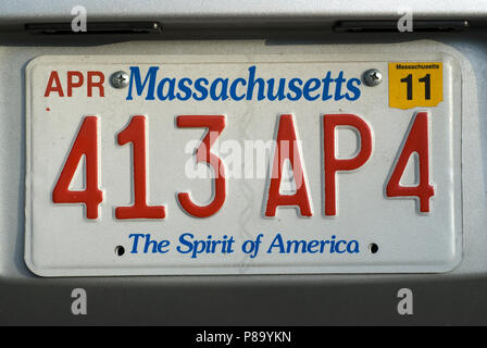 License Plate, Massachusetts, USA Stockfoto