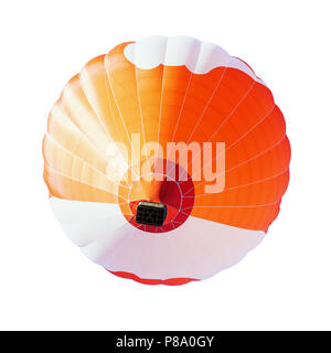 Bunte unbranded Heißluft-ballon Fliegen, auf weißem Hintergrund, niedrigen Winkel Bild Stockfoto