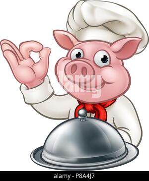 Pig Cartoon Koch Charakter Stock Vektor