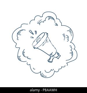 Megaphon Symbol auf weißem Hintergrund Skizze doodle Stock Vektor
