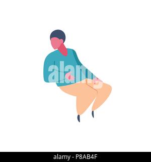 Kaukasische mann Charakter sitzt Pose isoliert männlich Cartoon in voller Länge flach Stock Vektor