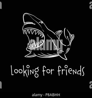 Logo Template mit shark Schriftzug auf schwarzem Hintergrund Stock Vektor