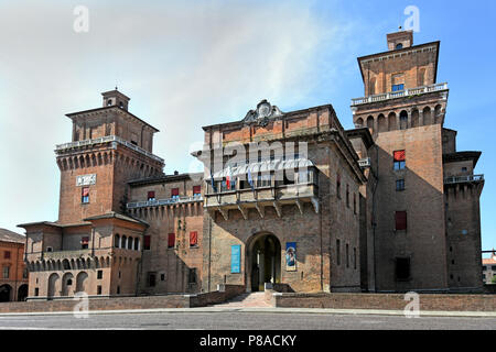 Castello Estense oder Castello di San Michele aus dem 16. Jahrhundert Marquis Festung Este in Ferrara (Emilia-Romagna), Norditalien, Hauptstadt der Provinz Ferrara und Italienisch. Stockfoto