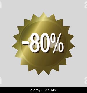 Preis, "80% off"-Rabatt Aufkleber. Golden vektor Label Design auf isolierten Hintergrund. Stock Vektor