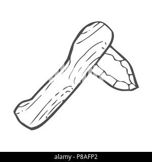 Stone Axe Skizze stil Vector Illustration. Alte Hand gezeichnet Gravur Nachahmung. Stock Vektor