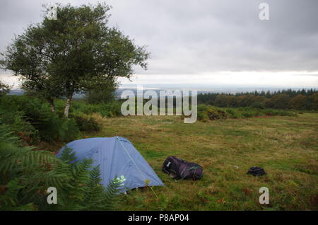 Quantock Hills wild campen. John O'Groats (Duncansby head) zu den Ländern Ende Ende Trail zu beenden. Exmoor. Somerset England. Großbritannien Stockfoto