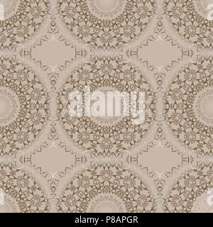 Nahtlose Blumenmuster Motiv Färbung Mandala mit einem Stift gezeichnet. Schwarz und Weiß. Ethnische, Stoff, Motive. Vektor, abstrakte Blume Mandala. Dekorative Stock Vektor