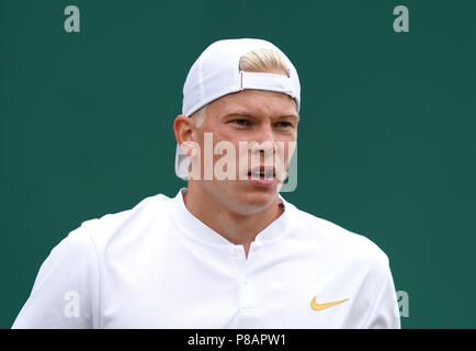 Anton Matusevich an Tag 8 der Wimbledon Championships in der All England Lawn Tennis und Croquet Club, Wimbledon. PRESS ASSOCIATION Foto. Bild Datum: Dienstag, 10. Juli 2018. Siehe PA Geschichte TENNIS Wimbledon. Photo Credit: John Walton/PA-Kabel. Einschränkungen: Nur für den redaktionellen Gebrauch bestimmt. Keine kommerzielle Nutzung ohne vorherige schriftliche Zustimmung der AELTC. Standbild nur verwenden - keine bewegten Bilder zu emulieren. Keine Überlagerung oder Entfernung von Sponsor/ad Logos. +44 (0)1158 447447 für weitere Informationen. Stockfoto