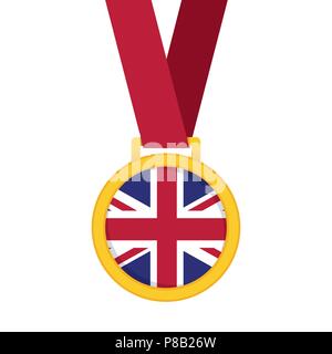 Großbritannien Nationalflagge gold erste Platzsieger Medaille. Stock Vektor