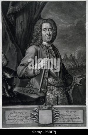 Portrait der Feldmarschall Graf Peter von Lacy (1678-1751). Museum: Staatliche Eremitage, St. Petersburg. Stockfoto