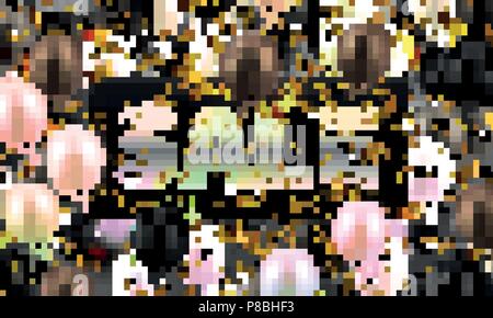 Vektor Illustration golden Verkauf, Rabatte. Realistische Aufblasbare fliegen set Luftballons bunte Frosted helle und dunkle Rose Gold. Vorlagen für Plakate, Banner, Flyer, Präsentationen und Berichte Stock Vektor