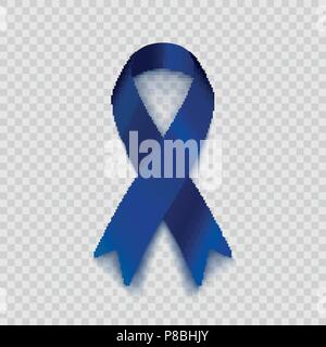 Vektor illustration Dark Blue Ribbon auf transparentem Hintergrund isoliert. Mit Unterstützung der Freiheit der Rede-, Presse- und Vereinigungsfreiheit online. Kanada nationale Nichtraucherzimmer Woche. EPS 10. Stock Vektor