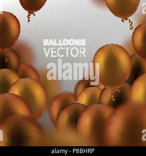 Vektor Illustration party Flying orange realistische Luftballons. Defokussierten makro Wirkung. Vorlagen für Plakate, Banner, Flyer, Präsentationen und Berichte. EPS 10. Stock Vektor