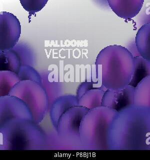 Vektor illustration Party flying Purple realistische Luftballons. Defokussierten makro Wirkung. Vorlagen für Plakate, Banner, Flyer, Präsentationen und Berichte. EPS 10. Stock Vektor