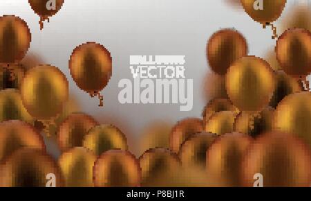 Vektor Illustration party Flying orange realistische Luftballons. Defokussierten makro Wirkung. Vorlagen für Plakate, Banner, Flyer, Präsentationen und r Stock Vektor