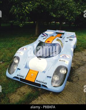 Porsche 917 K 1970 Modell Jahr wie in der Le Mans 24 Stunden-Rennen in Frankreich auf dem Circuit de la Sarthe in Gulf livery angetrieben Stockfoto