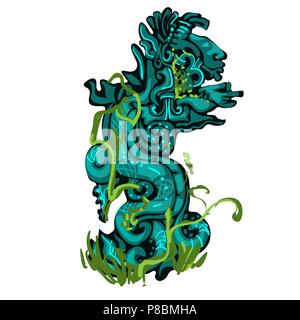 Die heilige Totem von Pflanzen überwuchert. Das Symbol der Religion der alten Zivilisation auf einem weißen Hintergrund. Vector Illustration. Stock Vektor