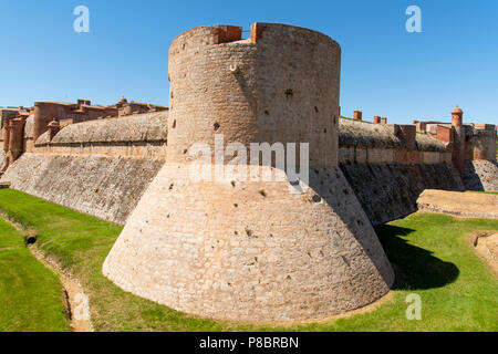 Detail der Festung Fort de Salses, im 15. Jahrhundert erbaut, in Salses-le-Chateau, Frankreich Stockfoto