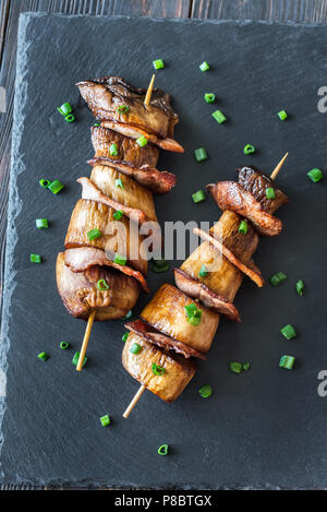 König Oyster mushroom Spieße Stockfoto