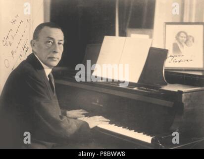 Sergei Rachmaninow in der Villa Senar. Museum: private Sammlung. Stockfoto