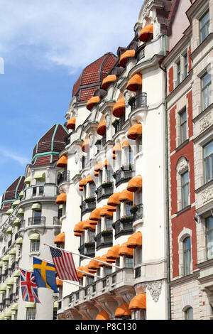 Stockholm, Schweden. Strandvagen Straße Palace im Stadtteil Ostermalm. Stockfoto