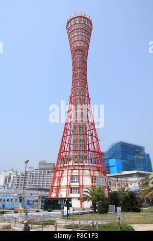 KOBE, Japan - 24 April 2012: Kobe-hafen in Kobe, Japan. Die ungewöhnliche hyperboloid Tower ist 108 m hoch und ist von Kobe wesentlichen touristischen Attraktion. Stockfoto