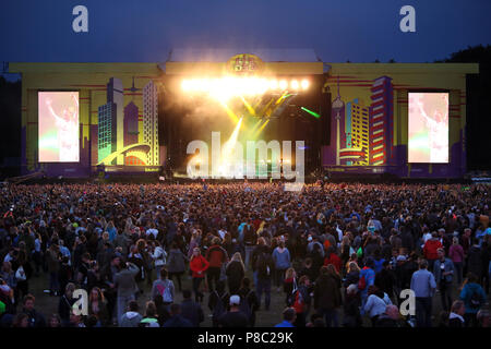 Hoppegarten, Deutschland, Masse an Lollapalooza Berlin 2017 auf der Pferderennbahn Hoppegarten Stockfoto