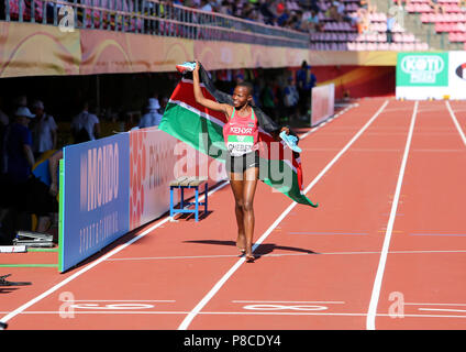 Tampere, Finnland. 10. Juli 2018. Beatrice Chebet aus Kenia gewinnen das erste Gold in 5000 m an der IAAF World U20 Meisterschaften in Tampere, Finnland am 10. Juli 2018. Credit: Denys Kuvaiev/Alamy Live News Credit: Denys Kuvaiev/Alamy leben Nachrichten Stockfoto