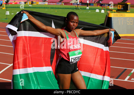 Tampere, Finnland. 10. Juli 2018. Beatrice Chebet aus Kenia gewinnen das erste Gold in 5000 m an der IAAF World U20 Meisterschaften in Tampere, Finnland am 10. Juli 2018. Credit: Denys Kuvaiev/Alamy Live News Credit: Denys Kuvaiev/Alamy leben Nachrichten Stockfoto