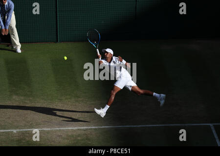 London, Großbritannien. 10. Juli 2018 All England Lawn Tennis und Croquet Club, London, England; die Wimbledon Tennis Championships, Tag 8; Michael Venus wieder in Murray und Soares Credit: Aktion Plus Sport Bilder/Alamy leben Nachrichten Stockfoto