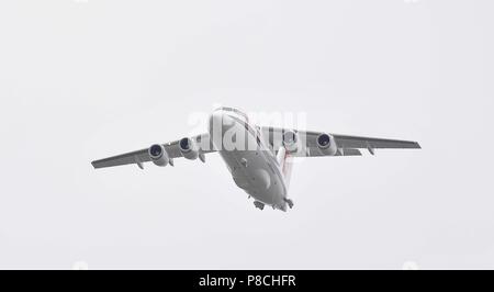 London, Großbritannien. 10. Juli 2018. RAF BAE 146. Royal Air Force (RAF) 100 Jahre feier Flypast. Queen Elizabeth Olympic Park. Stratford. London. UK. 10.07.2018. Credit: Sport in Bildern/Alamy leben Nachrichten Stockfoto