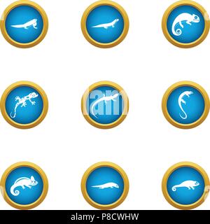 Lebendgebärenden Eidechse Symbole, flacher Stil Stock Vektor