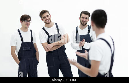 Fröhliches Team der Verantwortlichen Urheber und ihre lächelnden Führer. Stockfoto