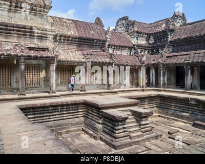 Inneren Tempel Architektur an Angkor Wat, Siem Reap, Kambodscha Stockfoto