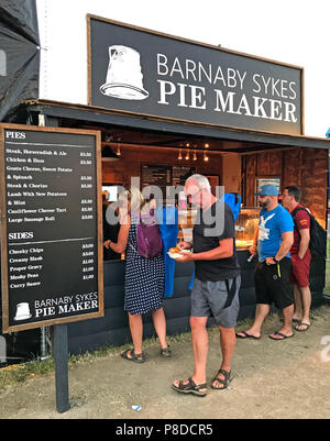 Barnaby Sykes Pie Maker ausgeht, Festival Food, Silverstone Woodlands, Grand Prix, Northampton, England, Großbritannien Stockfoto